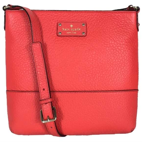 Kate Spade Bay Street CORA Cherry Red Leather Crossbody Bag - Picture 3 of 8